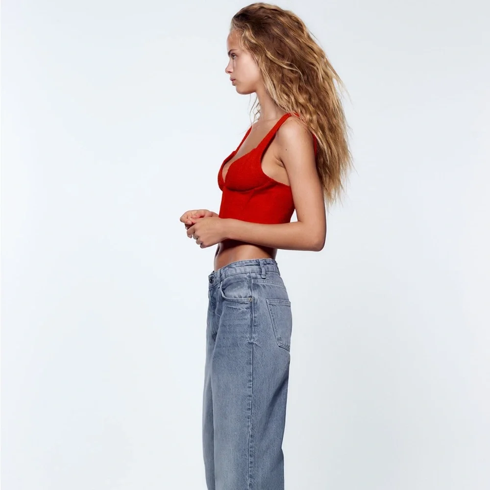 Zara Red Textured Corset Top - Picture 13 of 17